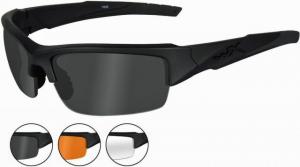 Wiley X WX Valor Sunglasses - 3 Lens Package, 1 Matte Black Frame w/Smoke Grey,Clear,Light Rust Lens, CHVAL06