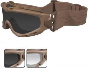 Wiley X Spear Goggle - 2 Lens - Smoke Grey,Clear Lens / Tan Frame, SP29T