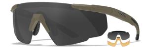 Wiley X Saber Advanced, Matte Tan Frame, Clear/Smoke Grey/Light Rust Lens, 308T