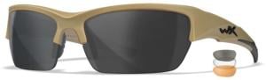 Wiley X WX Valor Sunglasses, Tan Frame, Grey/Clear/ Rust Lenses, Medium, CHVAL06T