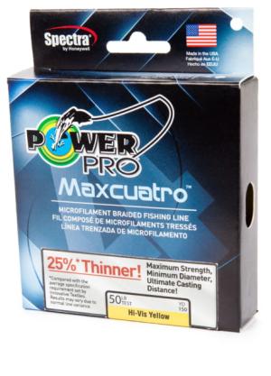 Power Pro MaxCuatro Spectra HT Braided Fishing Line 50lb 3000yd Hi-Vis Yellow, 33400503000Y