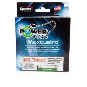 Power Pro 33400300150E Maxcuatro Braided Line 150 Yards, 30 lbs Tested, 0.009" Diameter, Moss Green