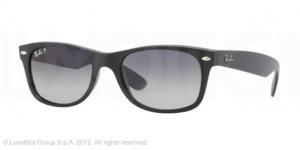 Ray-Ban New Wayfarer Sunglasses RB2132 601S78-5518 - Matte Black Frame, Polarized Blue Gradient Gray Lenses