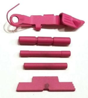 Centennial Defense Systems Lower Parts Kit for Gen 1-3 Glock 17, Strippled, 2.5lb Mag Catch Spring, 5lb Trigger Spring, Pink, 50069