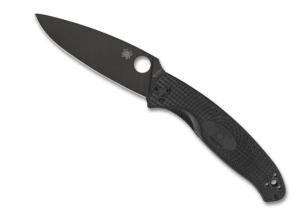 Spyderco Resilience Lightweight Folding Knife, 4.2 in, CR13MOV, Leaf, Black Oxide Finish, Non-serrated, Black, C142PBBK