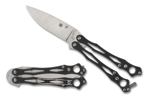 Spyderco SmallFly 2 Folding Knife, 3.37 in Blade, CPM S30V Steel, Leaf Blade, Plain Edge, Black, B02GP2