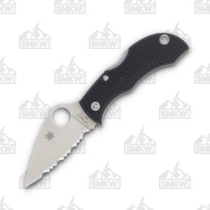 Spyderco Manbug Black Frn Leaf Black Blade Spyderedge - MBKLFS