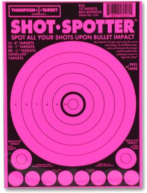 Thompson Target Shot Spotter 6.5x9 Adhesive Peel & Stick Targets, 25 Pack, Pink, Extra Small, 5501-25
