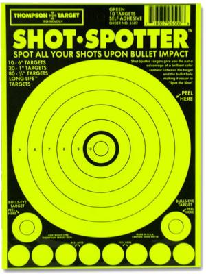 Thompson Target Shot Spotter 6.5x9 Adhesive Peel & Stick Targets, 25 Pack, Green, Extra Small, 5502-25