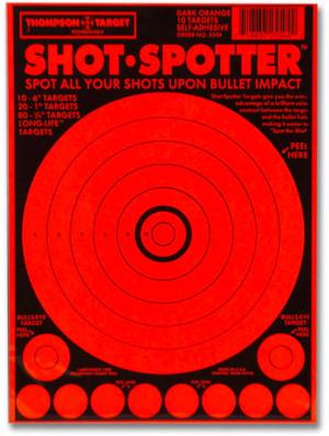 Thompson Target Shot Spotter 6.5x9 Adhesive Peel & Stick Targets, 25 Pack, Orange, Extra Small, 5504-25