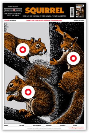 Thompson Target Life-Size Squirrel 12.5x19 Paper Hunting Targets, 100 Pack, Brown, Large, 2004-100