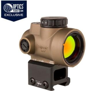 Trijicon OPMOD MRO 1x25mm Red Dot Sight, 2 MOA Green Dot Reticle, w/Lower 1/3 Co-Witness Mount AC32069, Coyote Brown, 2200097
