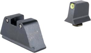 Trijicon Suppressor/Optic Height Sight Set with Yellow Front/Black Rear and Green Lamps for Glock 17, 17L, 19, 22 - 28, 31 - 35, 37 - 39, 45, Black, 601135
