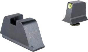 Trijicon Suppressor/Optic Height Sight Set with Yellow Front/Metal Rear and Green Lamps for Glock 17, 17L, 19, 22 - 28, 31 - 35, 37 - 39, 45, Black, 601139