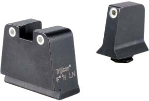 Trijicon Suppressor/Optic Height Sight Set with White Front/White Rear & Green Lamps, for GLOCK Models 42, 43, 43x, 43e, and 48, Black, 601140