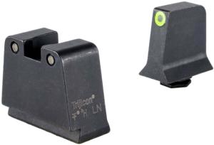 Trijicon Suppressor/Optic Height Sight Set with Yellow Front/Black Rear & Green Lamps, for GLOCK Models 42, 43, 43x, 43e, and 51, Black, 601143