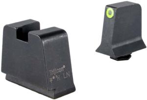 Trijicon Suppressor/Optic Height Sight Set, Yellow Front/Metal Rear & Green Front Lamp, Glock 42, 43, 43x, 43e, 48, Black, 601147