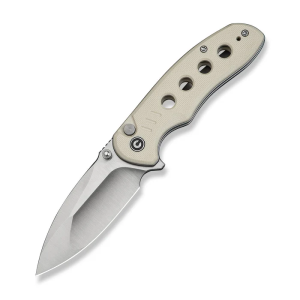 CIVIVI Triptych Flipper & Thumb Stud & Button Lock Knife Ivory G10 Handle 2.97inch Satin Finished 14c28n Blade - C23085B-2