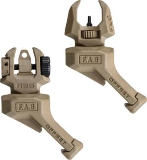 FAB Defense Front And Rear Set of Offset Flip-Up Sights, 1 Offset RBS, 1 Offset FBS, Right Hand, FDE, fx-frbsost