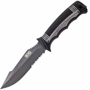 SOG Specialty Knives & Tools Seal Strike Fixed Blade Knife,4.9in,Black Handle,Black ComboEdge w/Molded Sheath SOGSS1001-CP