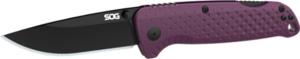SOG Specialty Knives & Tools Adventurer LB Folding Knife, 3.5in, CRYO 5CR15MOV, Drop Point Blade, GRN Dusk Purple/Black Handle, SOG13110457