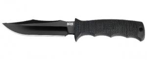 SOG SEAL Pup Elite 9.5 inch Fixed Blade Knife, Straight Edge, Clip Point, AUS-8, Hardcased Black TiNi Blade, Black Handle, Ballistic Nylon Sheath, E37SN-CP