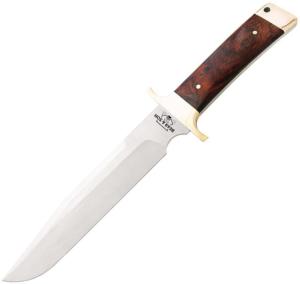 Bear and Son Knives Freedom Fighting Bowie Fixed Blade Knife, 8in, D2 Tool Steel, Bowie, Cocobola Handle w/ Leather Sheath, CB03