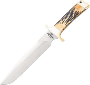 Bear and Son Knives Freedom Fighting Bowie Fixing Blade Knife, 8in, D2 Tool Steel, Genuine India Stag Bone Handle, 503
