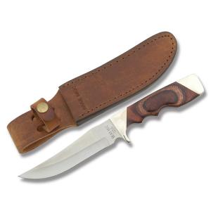 Bear & Son Trophy Hunter with Rosewood Handle and Stainless Steel 5.125"  Bowie Plain Edge Blade and Leather Belt Sheath Model 277R