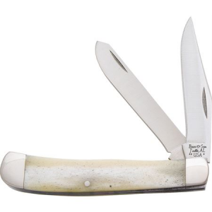 Bear & Son WSB54 Trapper White Smooth Bone Folding Pocket Knife with White Smooth Bone Handle