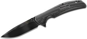 Bear & Son 4.5" Sideliner Flipper Folding Knife Black Zytel