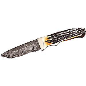 Bear Son Cutlery Genuine India Stag-Bone Damascus Fixed-Blade Knives