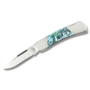 Bear & Son Abalone Lockback 3.125" with Abalone Handle and High Carbon 400 Stainless Steel Plain Edge Blades Model AB26