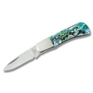 Bear & Son Abalone Executive Lockback 2.25" with Abalone Handle and High Carbon 440 Stainless Steel Plain Edge Blades Model AB40