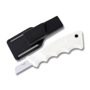 Bear & Son Powergrip Utiltiy Fixed Blade Knife with White Kraton Handles and 440 Stainless Steel 1.625" Sheepsfoot Plain Edge Blades Model 466W 1/4