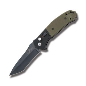 Bear Ops Mini Bold Action V Automatic Black 14C28N Steel Blade Green G10 and Aluminum Handle