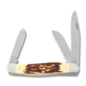 Bear & Son Stockman 3.875" with Stag Delrin Handles and 440 Stainless Steel Plain Edge Blades Model SD47