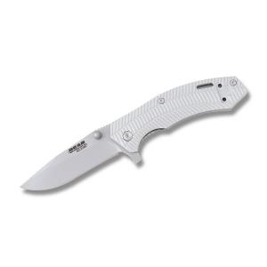 Bear & Son Bear Edge Linerlock with Bead Finish Aluminum Handles and 440 Stainless Steel 2.625" Drop Point Plain Edge Blades Model 61109