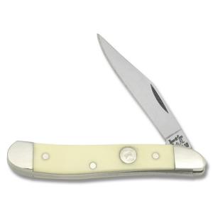 Bear & Son Peanut 2.875"  with Yellow Synthetic Handle and 1095 Carbon Steel Plain Edge Blade Model C319