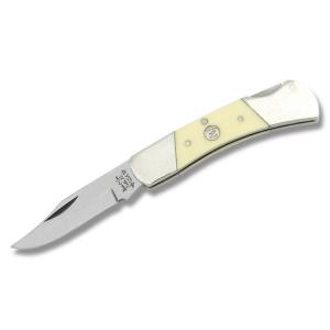 Bear & Son Carbon 4th Generation Lockback  3" with Yellow Synthetic Handle and Carbon Steel Plain Edge Blade Model C326
