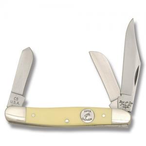 Bear & Son Carbon 4th Generation Large Stockman with Yellow Synthetic Handle and Carbon Steel Plain Edge Blades Model C347