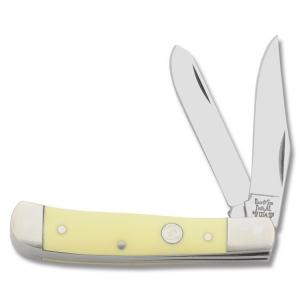 Bear & Sons Little Trapper 3"  with Yellow Synthetic Handle and Carbon Steel Plain Edge Blades Model C354 1/2