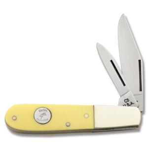 Bear & Son Carbon 4th Generation Barlow 3.50" with Yellow Synthetic Handle and Carbon Steel Plain Edge Blades Model C3281