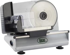 LEM Products 7.5in Blabe Belt Driven Meat Slicer, Stainless Blades, Gray Painted Steel Base, 1381