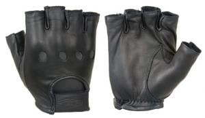 Damascus D22S Leather Driving Gloves Half-Finger Unlined, Medium, Black, Medium D22SMED