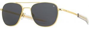 AO Original Pilot 1 Sunglasses, Gold Frame, Gray Glass Lens, Bayonet Temple, 52-20-140, OP-152BTCLGYG