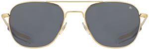 AO Original Pilot Sunglasses, Gold, True Color Gray AOLite Nylon Lenses, Bayonet Temple, Polarized, 55-20-140 B46, OP-155BTCLGYN-P