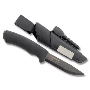 Morakniv Bushcraft Survival Knife, Carbon Steel Blade, Black Rubber Handle, Black Sheath and Firestarter, 4.3 in Blade and 9.1 in Overall Length M-11742