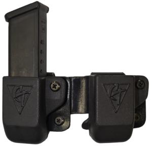 Comp-Tac Twin Belt Clip Mag OWB Kydex, Size 4 - Glock 9/40 Double Stack, .45 GAP, Right Hand, Black, C62304000RBKN