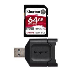 Kingston Canvas React Plus 64GB U3 V90 SD Card with Card Reader in Black